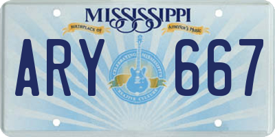 MS license plate ARY667