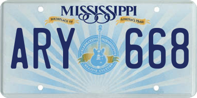 MS license plate ARY668