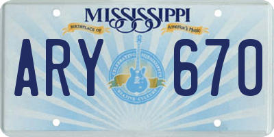 MS license plate ARY670