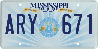 MS license plate ARY671