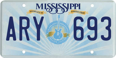 MS license plate ARY693