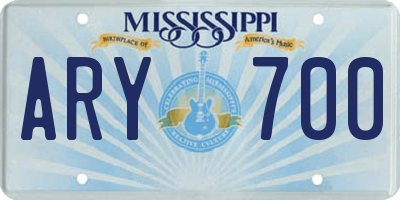 MS license plate ARY700