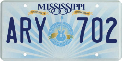 MS license plate ARY702