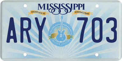 MS license plate ARY703