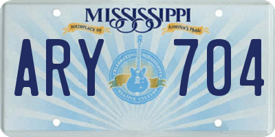 MS license plate ARY704