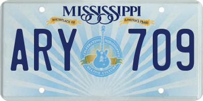 MS license plate ARY709