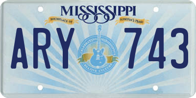 MS license plate ARY743