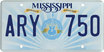 MS license plate ARY750