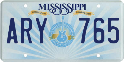 MS license plate ARY765