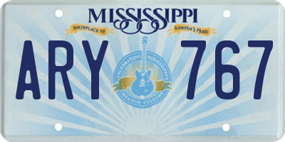 MS license plate ARY767