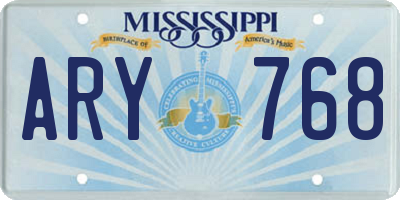 MS license plate ARY768