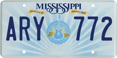 MS license plate ARY772