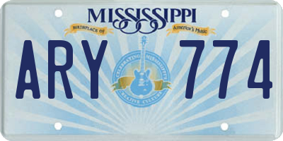 MS license plate ARY774