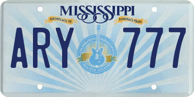 MS license plate ARY777