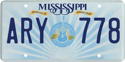 MS license plate ARY778