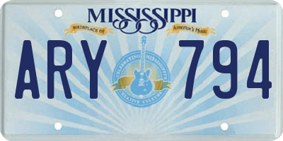 MS license plate ARY794