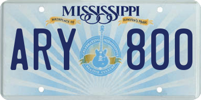 MS license plate ARY800