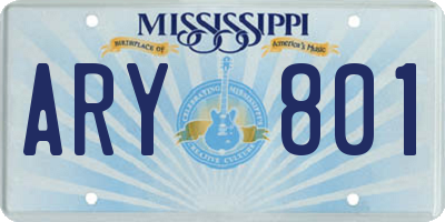 MS license plate ARY801