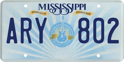 MS license plate ARY802