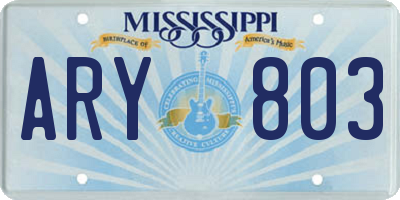 MS license plate ARY803