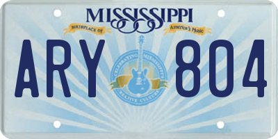 MS license plate ARY804