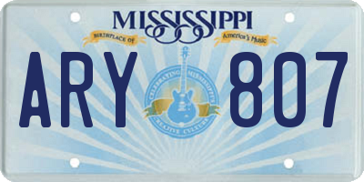 MS license plate ARY807