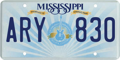 MS license plate ARY830