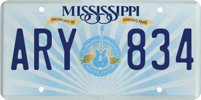 MS license plate ARY834