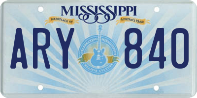 MS license plate ARY840