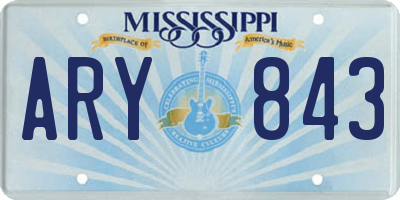 MS license plate ARY843