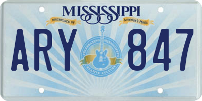MS license plate ARY847