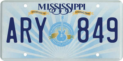 MS license plate ARY849