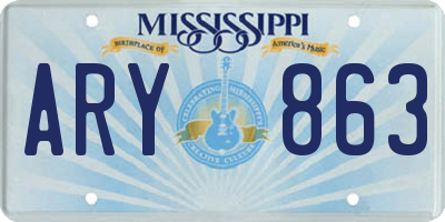 MS license plate ARY863