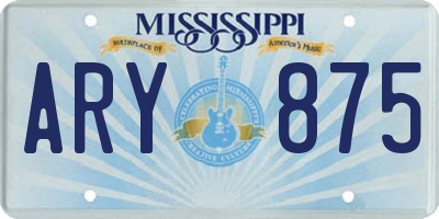 MS license plate ARY875
