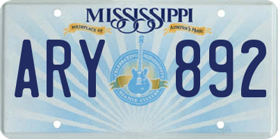 MS license plate ARY892