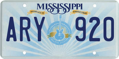 MS license plate ARY920
