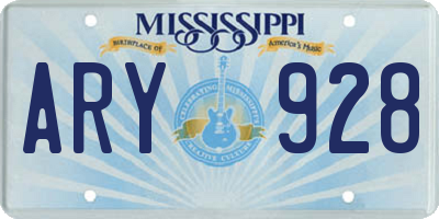 MS license plate ARY928