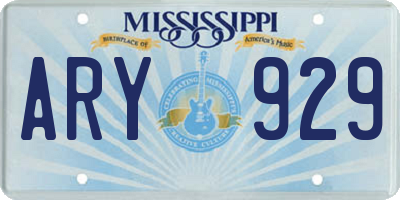 MS license plate ARY929
