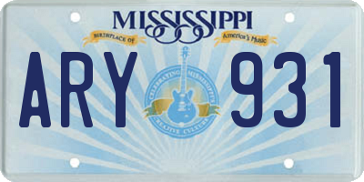MS license plate ARY931