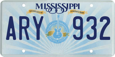 MS license plate ARY932