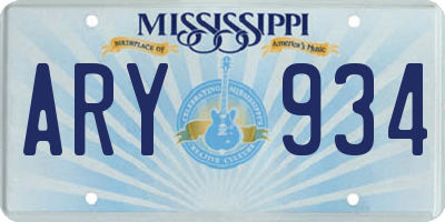 MS license plate ARY934