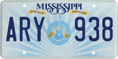 MS license plate ARY938