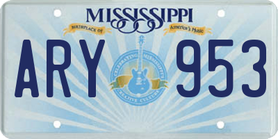 MS license plate ARY953