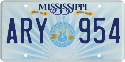 MS license plate ARY954