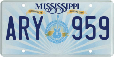 MS license plate ARY959