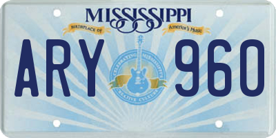 MS license plate ARY960