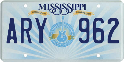 MS license plate ARY962