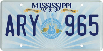 MS license plate ARY965