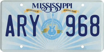 MS license plate ARY968