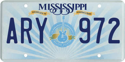 MS license plate ARY972